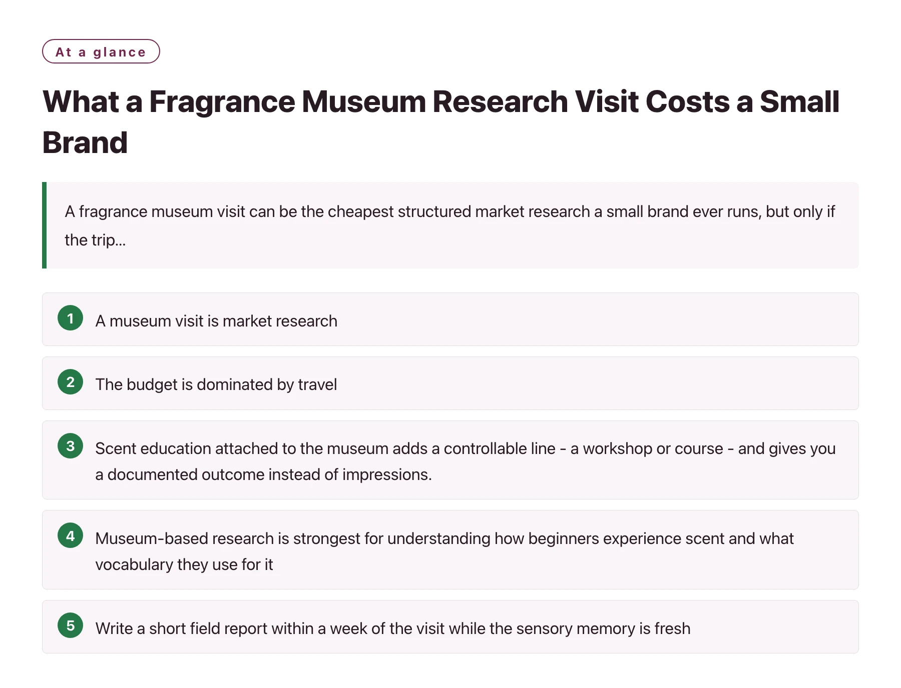 What a Fragrance Museum Research Visit Costs a Small Brand——全文要点速览